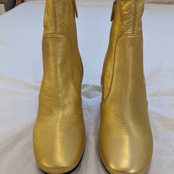 Prada Gold Textured-Leather Ankle Boots, size 36.5 - Picture 3 of 7